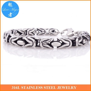 Bracelet en argent rond lourd, chaîne byzantine royale, solide, fait à la <span class=keywords><strong>main</strong></span> - Product Image 2
