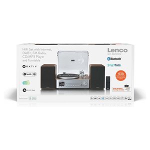 Système Hi-Fi Lenco Mc 860Wdsi avec tourne-disque, Bluetooth, radio DAB/FM, sortie 2x 30W, finition bois argenté - Product Image 2