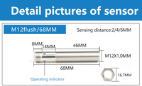 Sensor induktif M12 PNP NPN tidak ada Output NC 2mm 4mm penginderaan jarak dengan konektor M12