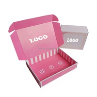 Boîtes d'expédition personnalisées roses en carton ondulé pour vêtements et chaussures, emballage avec impression logo sur deux côtés, boîte cadeau en papier