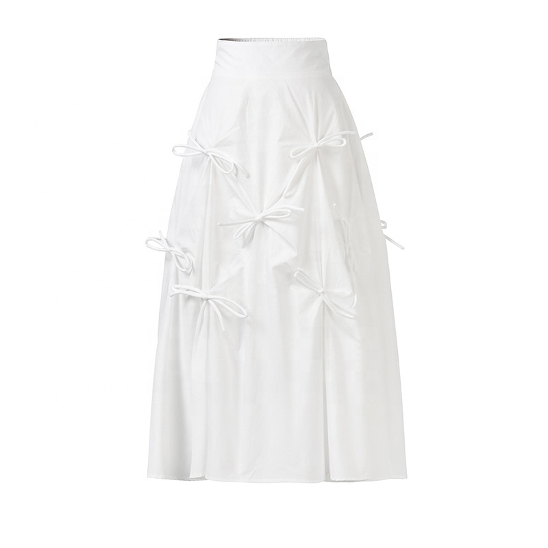 Featured design white women skirts wholesale bulk ladies long maxi pleated skirts for girls satin skirts