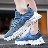 Chaussures de course en mesh pour hommes, grandes tailles, respirantes, légères, baskets décontractées, semelle antidérapante en PVC pour les trajets quotidiens et le jogging
