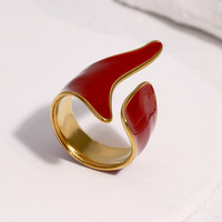 Breitbandiger Ring im französischen Vintage-Stil mit Öltropfen-Design aus Wolfram, offener Endform, vergoldet, lichtbeständige Oberfläche, unverwechselbarer Nischen-Damenring