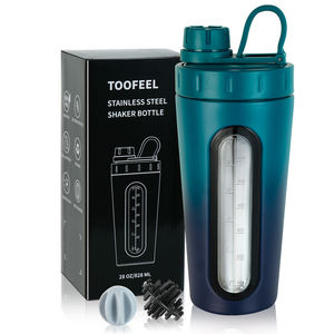 Custom Logo Gym Fitness for Shaker Bottle with Window Stainless Steel and Plastic Drinkware for <strong>Protein</strong> Supplements - Product Image 1