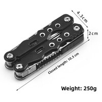 Pince multifonction pliable en acier inoxydable 19-en-1 pour survie et camping, avec tournevis, ouvre-bouteille, lame et dénudeur de fils
