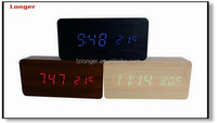LG3041 Réveil numérique LCD LED en bois double alarme avec mode semaine/week-end Snooze pour enfants chevet ou bureau