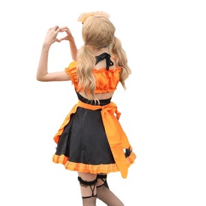 Halloween Embroidered Maid Costume Bat Vampire Witch Outfit Cosplay Anime Role Playing Dress Black And Purple Polyester Spring - Product Image 5