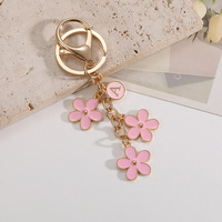   Porte-clés fleur artisanal 26 lettres, best-seller, mignon et tendance pour filles et étudiants, pendentif de sac et anneau porte-clés