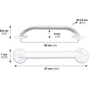Bathroom <b>Grab</b> <b>Bar</b> 30 cm (x2 pcs), Bathroom Safety Handle, Bathroom Support <b>Bar</b> White PEPE P30006 - Product Image 2