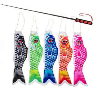 2023 Home Decoration High Quality Commerce Sublimation Custom Design Koi Nobori Carp Wind Socks Colorful Fish Koinobori Flags