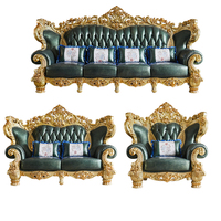 Ensemble de canapés en cuir Chesterfield de luxe, design sculpté à la main de haute qualité pour salon, appartement et hôtel, rembourrage en éponge