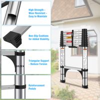Échelle télescopique pliable en acier inoxydable à un bouton pour usage extérieur, moderne pour la maison et le loft, durable, modèle 2 Triangle