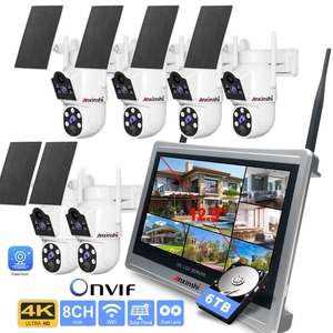 6CH 8MP ống kính kép 12.5 inch Wifi thông minh năng lượng mặt trời PTZ Camera Kit NVR tầm nhìn ban đêm hai chiều âm thanh HDD lưu trữ dữ liệu bao gồm cả màn hình - Product Image 2