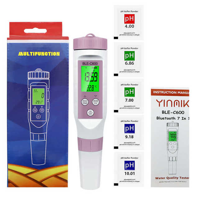 Portable Digital Pen 6 in 1 Plus Temperature, TDS EC Specific Gravity Salinity PH Water Quality Test Meter