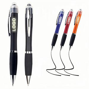 Nouveau stylet tactile en plastique premium avec lumière LED, logo personnalisé, impression UV, multifonction, cadeau d'entreprise original orange - Product Image 4
