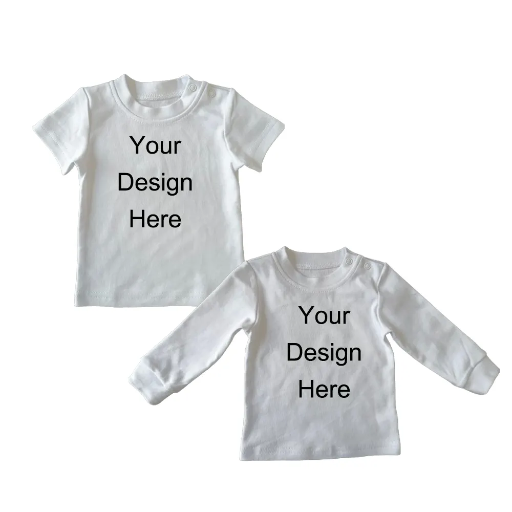 Kustom 100% katun bordir patch monogram DIY 0-3m bayi laki-laki pakaian balita kemeja kosong bayi laki-laki t-shirt