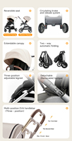 Poussette de luxe OEM 3-en-1 tout-terrain avec suspension silencieuse - Nacelle amovible et landau pliable réversible