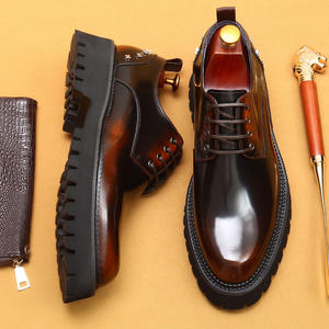 Chaussures de sport formelles pour hommes à semelle épaisse avec motif patchwork et fermeture à lacets - Product Image 1