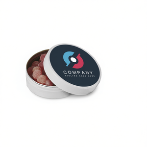 กระป๋องโลหะทรงกลมสำหรับใส่ขนม พร้อมโลโก้สั่งทำเพื่อการส่งเสริมการขาย - Product Image 2