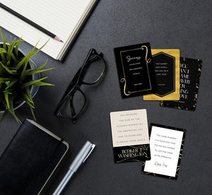 Tarjetas de citas de estímulo 100, citas inspiradoras famosas, todos los diseños únicos, cubierta de tarjeta motivacional con motivo negro y dorado elegante - Product Image 2