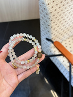 Bracelet en cristal naturel Sinyore Silver Moonlight - Pierre de lune laiteuse / Bois d'agar