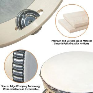 Tambourin en bois personnalisé avec logo sérigraphié, instrument de percussion pour église et mariage, Tamburelli Matrimonio - Product Image 3
