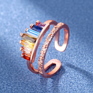 TK Hot Sell Fashion Personality Rainbow Crown <b>Ring</b> Sense of Niche Design Diamond Setting <b>Adjustable</b> <b>Ring</b> - Product Image 4