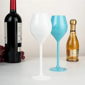 Custom 4oz 130ml White Colored Wine Glass Hard Thick Walled Acrylic Plastic PS Personalised Champagne Flute Glasses