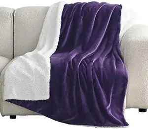 Sherpa Fleece Throw Blanket for Couch Purple Thick Fuzzy Warm Soft Blankets and Throws for Sofa