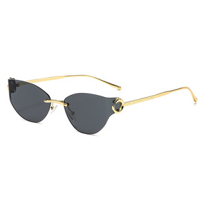 Frameless Curved <b>Sunglasses</b> For Women Black PC Lens UV400 Protection Type 3 Sunshades European American Street Style - Product Image 5