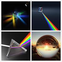 Apprendre le prisme de cristal photographie 4 pièces ensemble pyramide boule ronde triangle prisme carré corps science physique enseignement