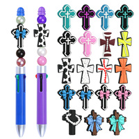 Vente chaude stylo à bille perles accessoires Pvc décorations douces bricolage détachable Double face croix perles focales breloques