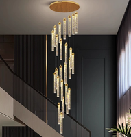 Lustre en cristal de luxe pour escalier, luminaire suspendu moderne en spirale pour villa, loft, salon, hall d'hôtel, plafond double hauteur