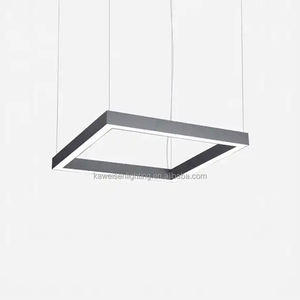 Привлекательная винтажная деревянная алюминиевая линейная светодиодная подвесная квадратная кольцевая лампа 450 мм декоративная люстра для гостиной - Product Image 4