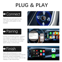 Adaptateur sans fil CarPlay et Android Auto pour iPhone, Plug & Play avec commande vocale et Siri pour voitures à partir de 2017+, JMYTECH CA-31