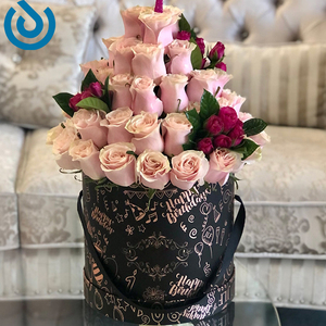 Flower Box Custom Birthdays Flower Packaging Boxes Round Flower Gift Paper Box With Handle