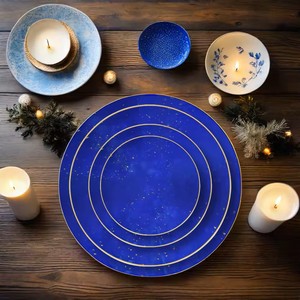 <span class=keywords><strong>Royal</strong></span> <span class=keywords><strong>Albert</strong></span> Blue Starry Sky Bone China Juegos de utensilios de cocina Decoración de mesa de Navidad Cena grabada elegante Eventos al aire libre Fiestas - Product Image 3
