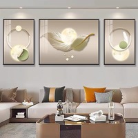 Haute qualité abstrait 3 panneau peinture doré abstrait cristal porcelaine peinture Art ensembles pour salon mur décor