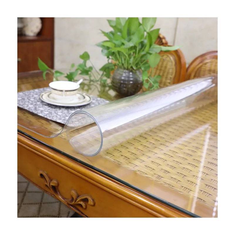 high quality waterproof vinyl plastic sheet blue color film transparent soft glass clear PVC film for table cover in rolls