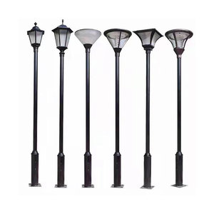 Lampadaire solaire extérieur en fer pour jardin, abat-jour en verre LED, blanc chaud 2700K, IP66, ampoule A19 non amovible, AC 220V - Product Image 1