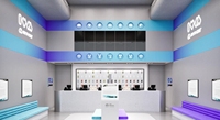 Comptoir de service pour magasin de téléphonie mobile, en acier inoxydable de qualité supérieure, avec présentoir mural de luxe en marbre pour téléphones