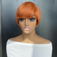 # Perruques courtes de style pixie, lisses, en cheveux humains Remy, fabriquées à la machine, 350 fils
