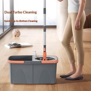 Ensemble serpillière rotative à manche télescopique avec <span class=keywords><strong>seau</strong></span>, double entraînement, nettoyage mains libres et séparation des eaux usées, livraison gratuite - Product Image 1