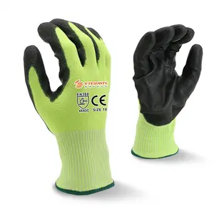ENTE SAFETY Ce Certified Fluorescence Green High Visibility Cut Resistant Pu Coated Gloves With Competitive Price