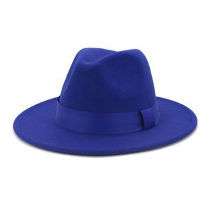 Chapeaux Fedora en feutre de laine unisexe pour hommes et femmes, couleur unie, vente en gros - Product Image 2