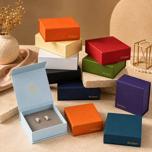 Custom Square Magnetic Jewelry Packaging <b>Box</b> with Flip Top Lid for <b>Ring</b> Earring Necklace Storage jewelry packaging gift store - Product Image 1