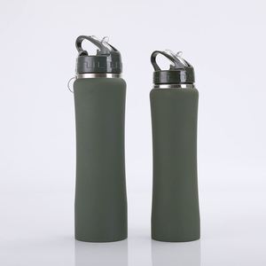 Bouteille d'eau sport portable à taille incurvée 600ml 750ml en acier inoxydable, isolée sous vide, avec paille et bouchon anti-fuite, tasse thermos de voyage - Product Image 5