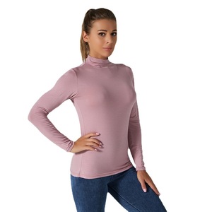 2024 mùa thu mùa đông Modal dài tay áo sơ mi cho phụ nữ giản dị mỏng kích thước lớn nửa cao cổ đáy Áo sơ mi thoáng khí đơn giản - Product Image 5