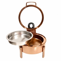 Ensemble chauffe-plats rond en acier inoxydable SUS 304 rose doré, avec pointe de marteau personnalisée Liyunda, pour banquet et restauration
