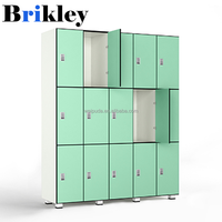 Casiers intelligents Brikley de haute qualité, couleur grain de bois, casier de rangement HPL avec serrure intelligente numérique pour salle de sport